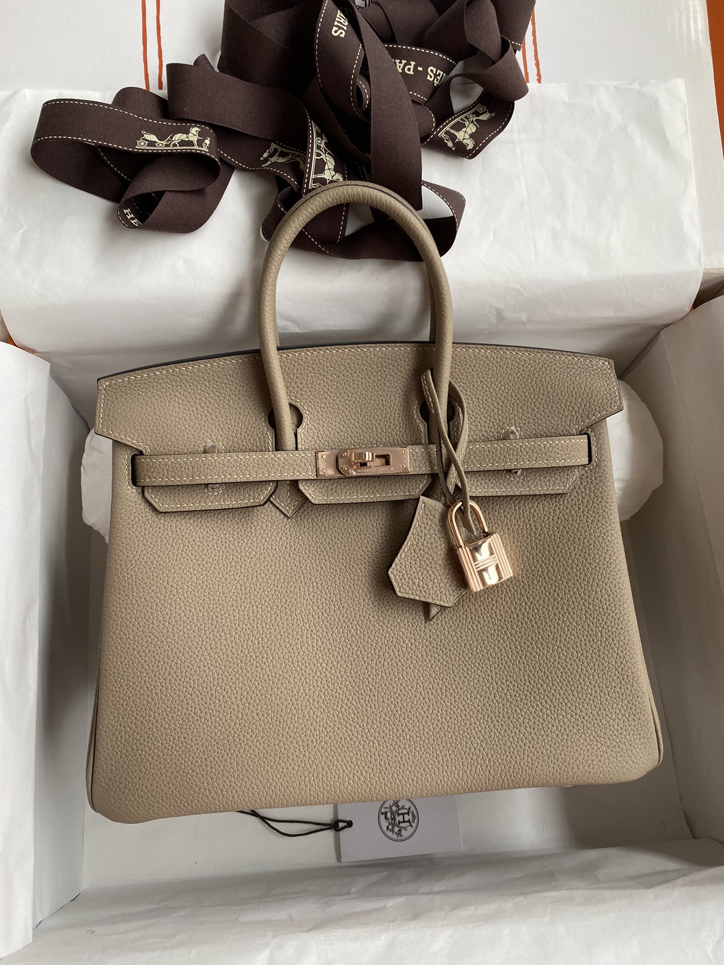 Hermes Birkin 25CM Togo Leather Handbag Trench